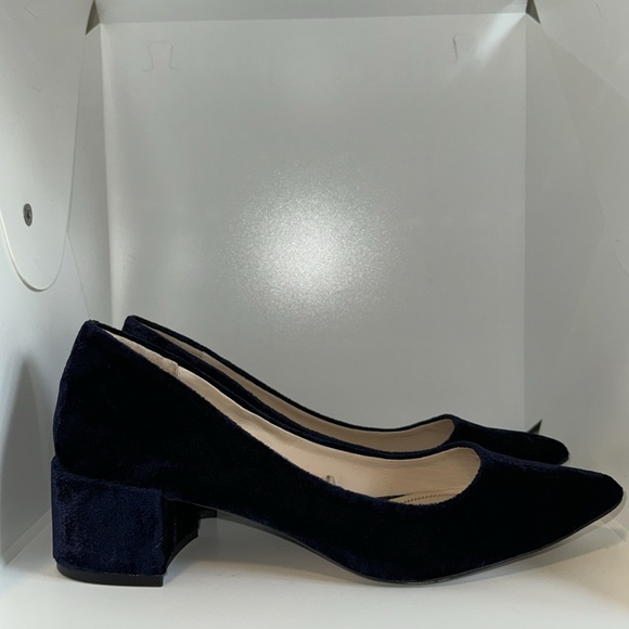Zara Basic Navy Blue Velvet Block Heel Pumps Heels Women’s EU 39 - Picture 2 of 11